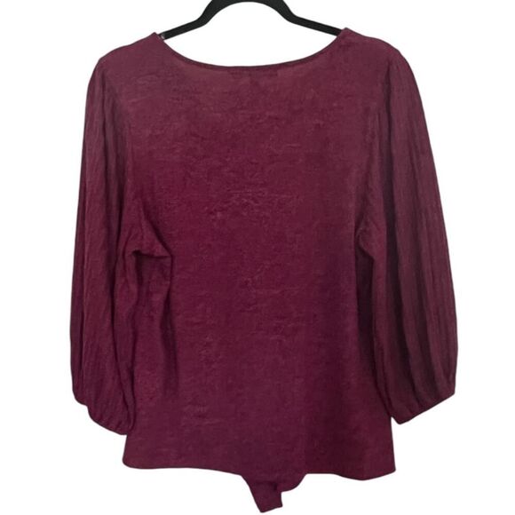 XL Sweater w/ Button Accents & 3/4 Puff/Ribbed Sleeves, Adrienne Vittadini - Picture 4 of 5